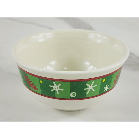 Longaberger Pottery Small Holiday Bowl 4 1/4" Christmas Snowflake Pattern Vtg - Picture 5 of 12